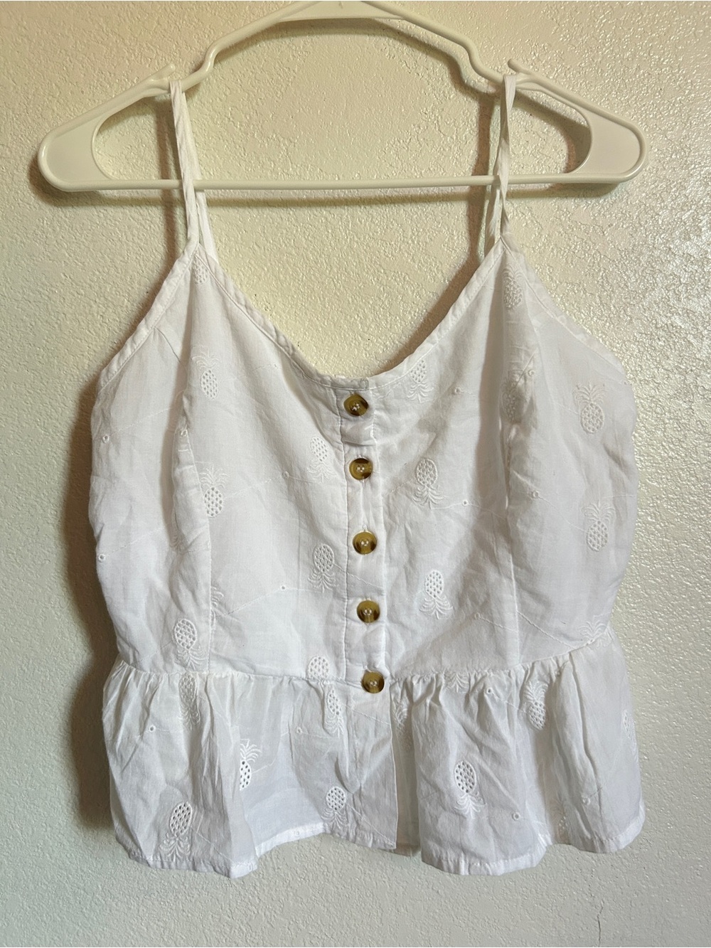 Japna White Eyelet Button-Front Shell